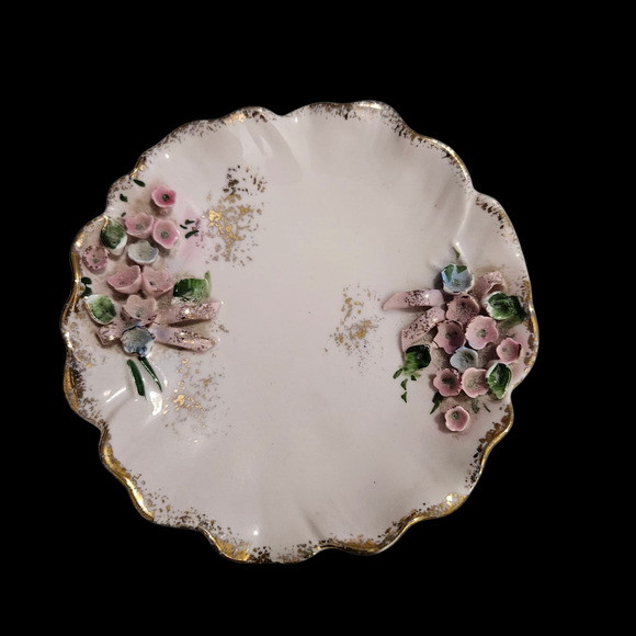 Vintage Norcrest Fine China Pink Floral Footed Cup & Saucer Set D323 Gold Trim - Picture 5 of 7